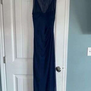 David’s Bridal Navy Blue Chiffon Maxi Dress Bridesmaid Formal Size 6 (Altered)